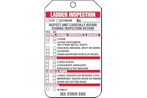 Accuform TRS340PTP Ladder Status Tag, Ladder Inspection - INSPECT Unit Carefully Before Signing Inspection Record, 5.75" x 3.25" x 0.015" Thickness, RP-Plastic, Red/Black on White (Pack of 25)