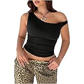 Verdusa Women's Plus Size Off The Shoulder Tops Ruched Sleeveless Going Out T Shirts