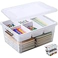 MACOPRO 17 QT Plastic Storage Box with Removable Tray Craft Organizers and Storage Clear Storage Container for Organizing Bead, Tool, Sewing, Playdoh (White, 1Pack-17QT)