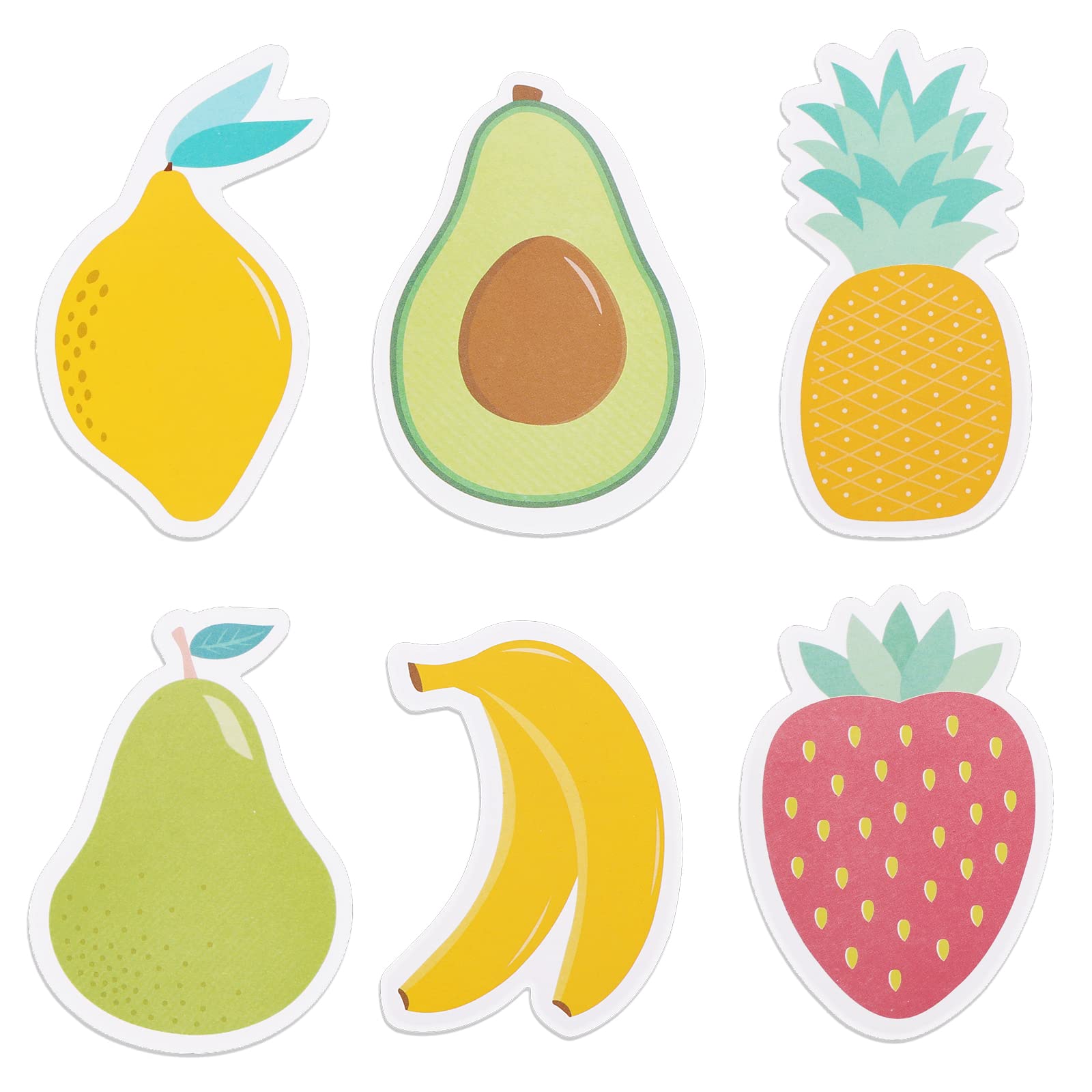 Molain Cute Sticky Notes, 6 Pack Fruit Cartoon Sticky Notes Fruit Shape Markers Flags Cartoon Large Self-Stick Memo Pads Students Home Office Roommates Gifts Tab Supplies 10 x 7 cm