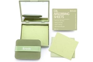 Erinde Oil Blotting Sheets for Face with Mirror and Puff, 300 Sheets Oil Blotting Paper for Oily Skin, Face Oil Absorbing Sheet, Natural Oil Control Film, Absorb Excess Oil, Makeup Friendly