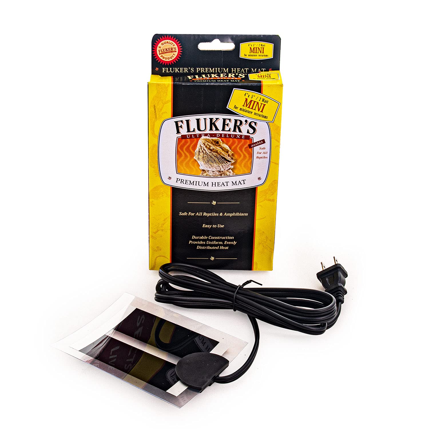 Fluker's Heat Mat for Reptiles and Small Animals Black, Mini (4x5-Inch, 2-Watts)