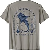 Whale Shark Isaiah 43 2 Ocean Bible Verse Art - On Back T-Shirt