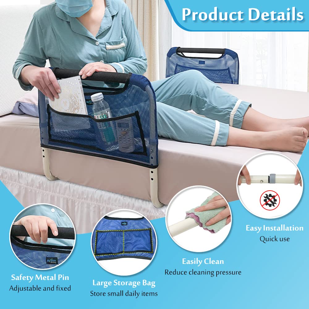 Mybow Double Bed Rail, U Bar for Medical Bedside Safety Assisting Rails, Railing Support for Elderly Adults Under Mattress Handrail, Hospital Dual Bed Rails for Seniors Twin Full Queen Adjustable Rail
