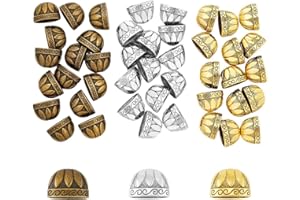HOBBIESAY 45pcs 3 Colors Flower Spacer Bead Caps Tibetan Metal Floral Bead Cone Ends Tassel Ends Cap Jewelry for Bracelet Necklace Earring Crafts Making, Inner Diameter: 9x16.5mm