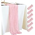 6-Pack Light Pink Cheesecloth Table Runners - 10ft Boho Gauze Fabric For Wedding, Birthday, Baby Shower Decor