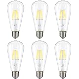 Dimmable Edison LED Bulb, Daylight White 4000K, Kohree 6W Vintage LED Filament Light Bulb, 60W Equivalent, E26 Base Lamp for Restaurant,Home,Reading Room, 6 Pack(Daylight White, NOT Soft/Warm White)