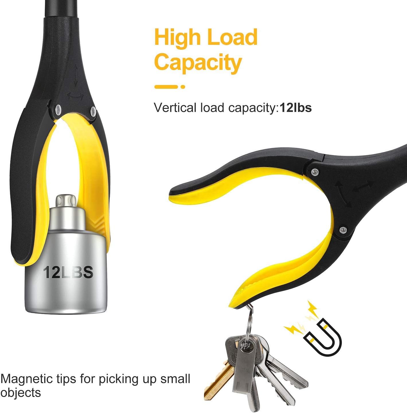 Jellas 2-Pack 32 Inch Grabber Reacher Tool with Shoehorn, 90° Rotating Head Grabber Tool for Elderly, Outdoor and Indoor Trash Picker Grabber(Yellow): Health & Personal Care