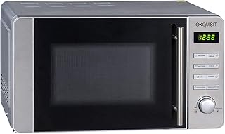 Exquisit MW 8020 H Mikrowelle mit Grill und Heißluft, 800 W, Inoxlook