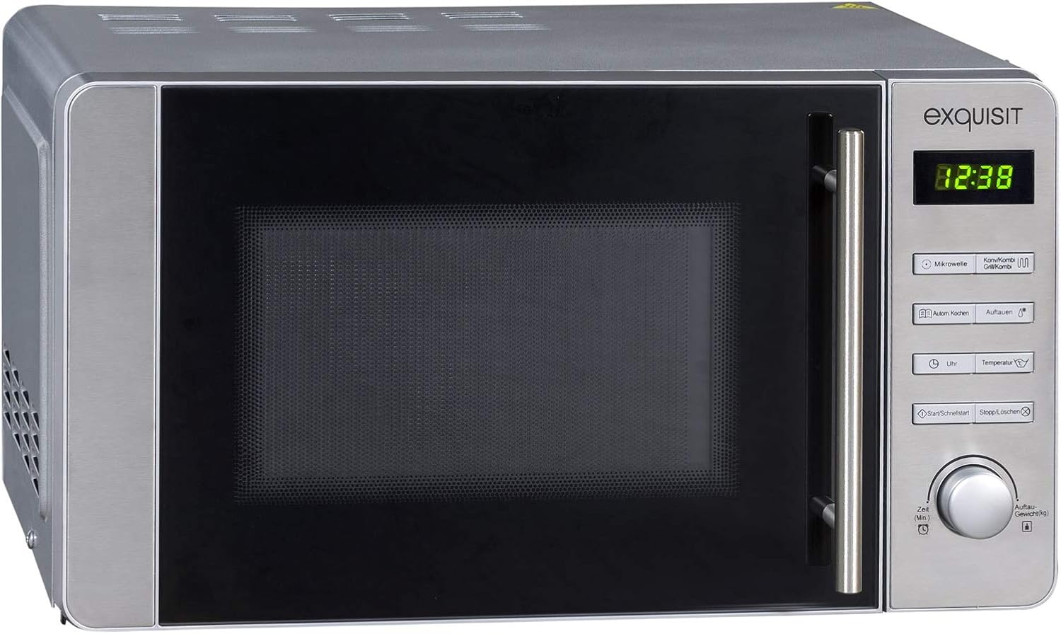 Exquisit MW 8020 H Mikrowelle mit Grill und Heißluft, 800 W, Inoxlook