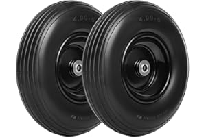 Taifa 13 Inch 2 PCS Solid Flat Free Replacement Tires and Wheels 4.00-6 with 5/8'' Axle Bore Hole, Air Less Wheel for Wheelbarrow/Wagon/Hand Truck/Trolley/Garden Cart etc.