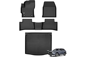 ANBINGO®-Floor Mats & Cargo Liner for 2022-2026 Toyota Corolla Cross FWD & Hybrid AWD (Not for Fuel AWD),1st 2nd Row with Trunk Mat,TPE All Weather Waterproof Corolla Cross Car Mats Black