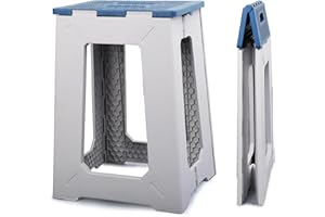 ProTraverse Foldable Small Waterproof Plastic Corner Stool for Bathroom - Foldable Non-Slip Shower Bench/Bathtub Stool for The Elderly, Blue-White Color Scheme,Holds Up to 330 lbs, 17.7 inches