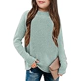 thefabland Girl's Long Sleeve Sweater Mock Neck Fall Soft Knit Pullover Jumper Tops