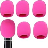 6 PCS Pink Thicken Ball-Type Sponge Foam Mic Cover Handheld Microphone Windscreen Shield Protection Micro Foam Filter for KTV Broadcasting