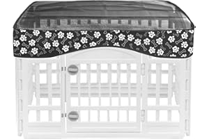 Dog Playpen Mesh Top Cover for 36 Inch 4 Panels Pet Dogs Playpen, Adhesive Tape Connections Panels Paw Dog Pen Cover, Fits In