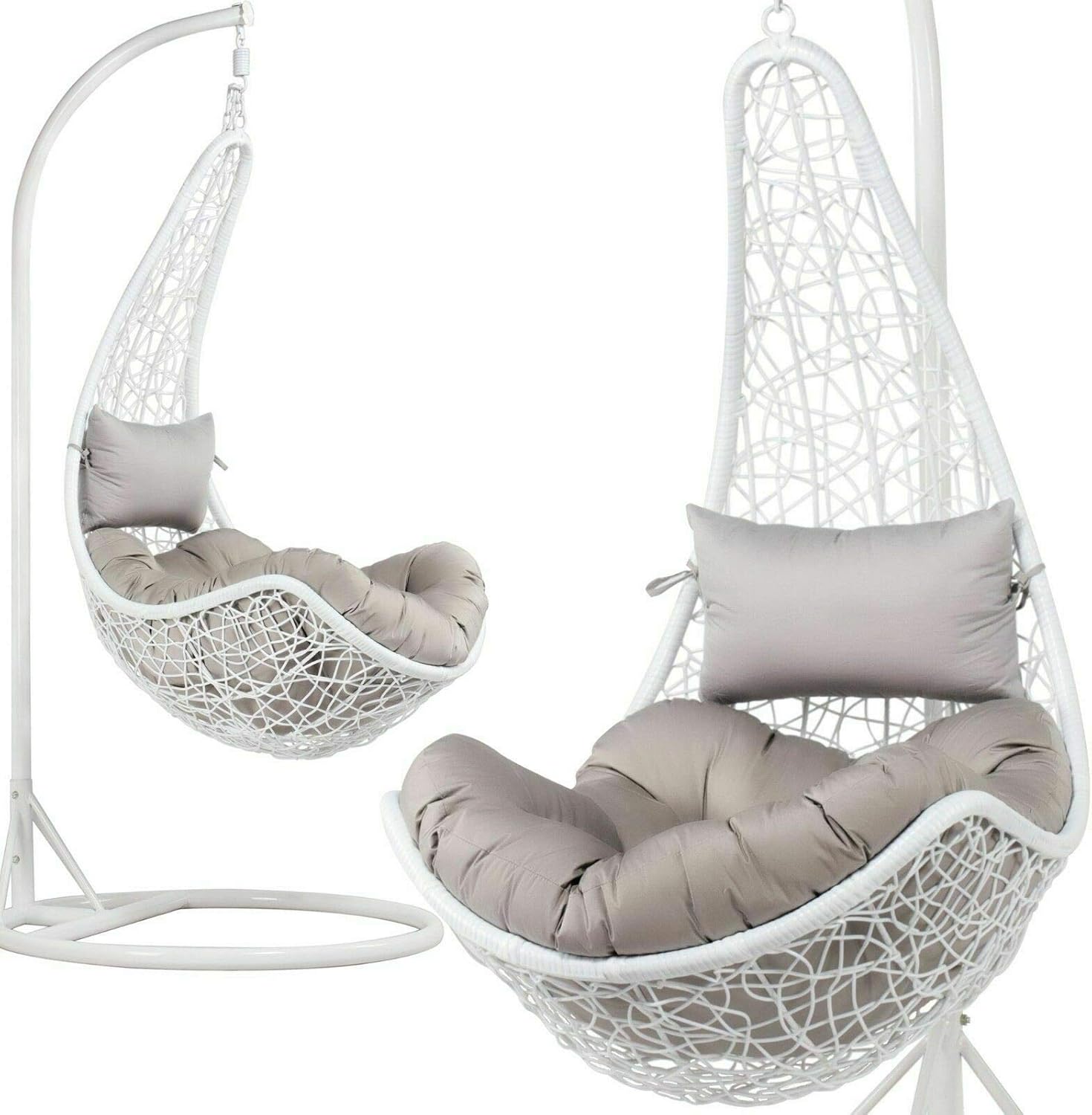 Garden Black Hanging Relax Moon Chair Garden Rattan Swing Chair Egg Chair With Stand/Cushion