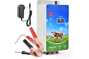 DDayuanwei Electric Fence Charger 6 Mile, 8-12KV 2 Joules High-Power Output, LED Display, AC DC Multi-Powered Electric Fence for Livestock, Horses, Cattle Sheep, Gardens, Orchards Protection