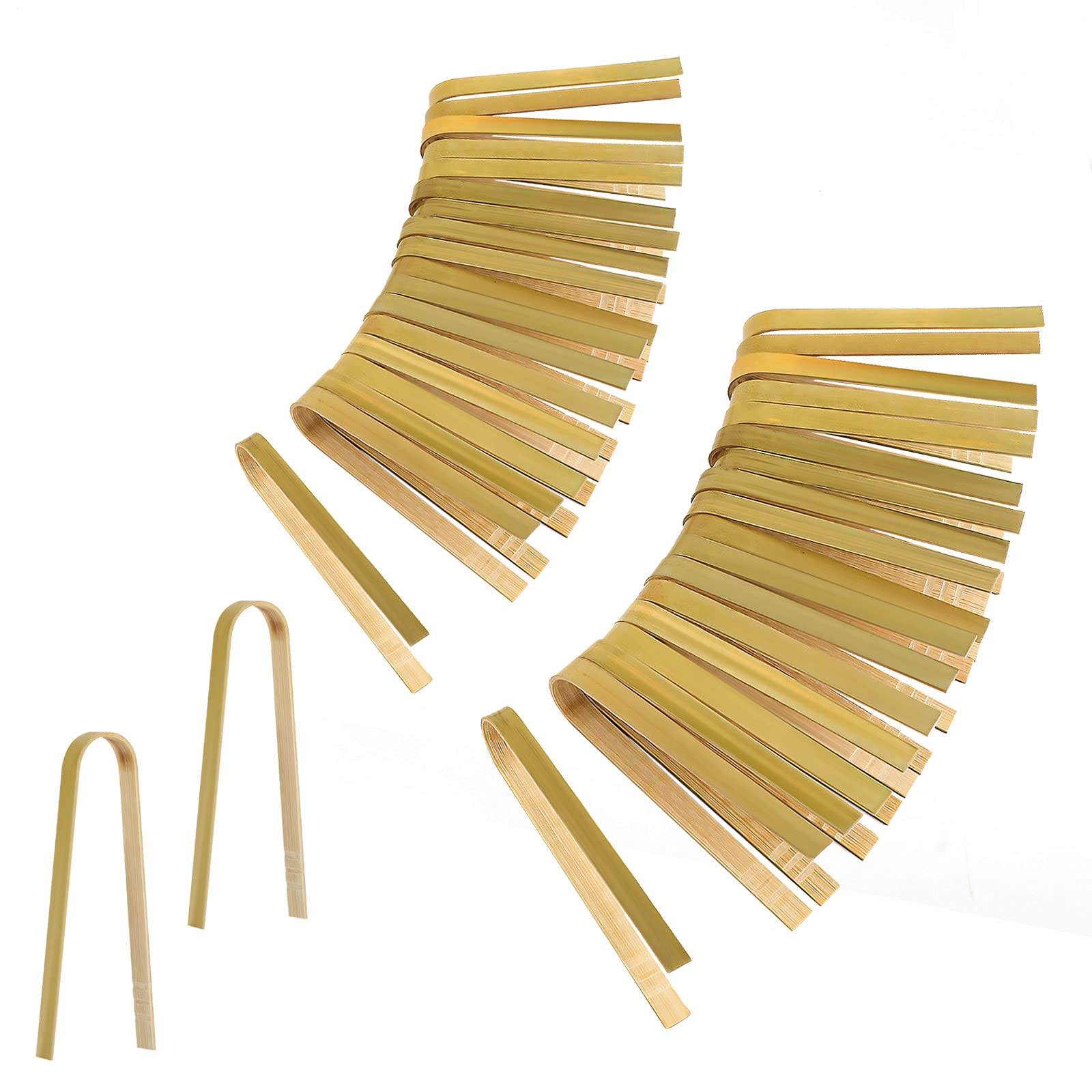 LUTER 40pcs 10cm Wooden Tongs Disposable Cooking Utensils Mini Bamboo Natural Toast for Cooking