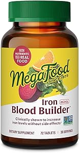 MegaFood Blood Builder Iron Supplement for Women & Men - Increase Iron Levels Without Side Effects - Combats Fatigue - Vitami
