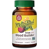 MegaFood Blood Builder Iron Supplement for Women & Men - Increase Iron Levels Without Side Effects - Combats Fatigue - Vitamin B12, Folic Acid & Vitamin C - Vegan - 72 Mini Tablets (36 Servings)