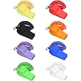 Whistle, Sports Whistles with Lanyard, Loud Crisp Sound Plastic Whistles for Coaches, Referees, Officials (8 Pcs)