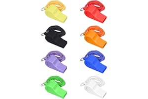 Whistle, Sports Whistles with Lanyard, Loud Crisp Sound Plastic Whistles for Coaches, Referees, Officials (8 Pcs)