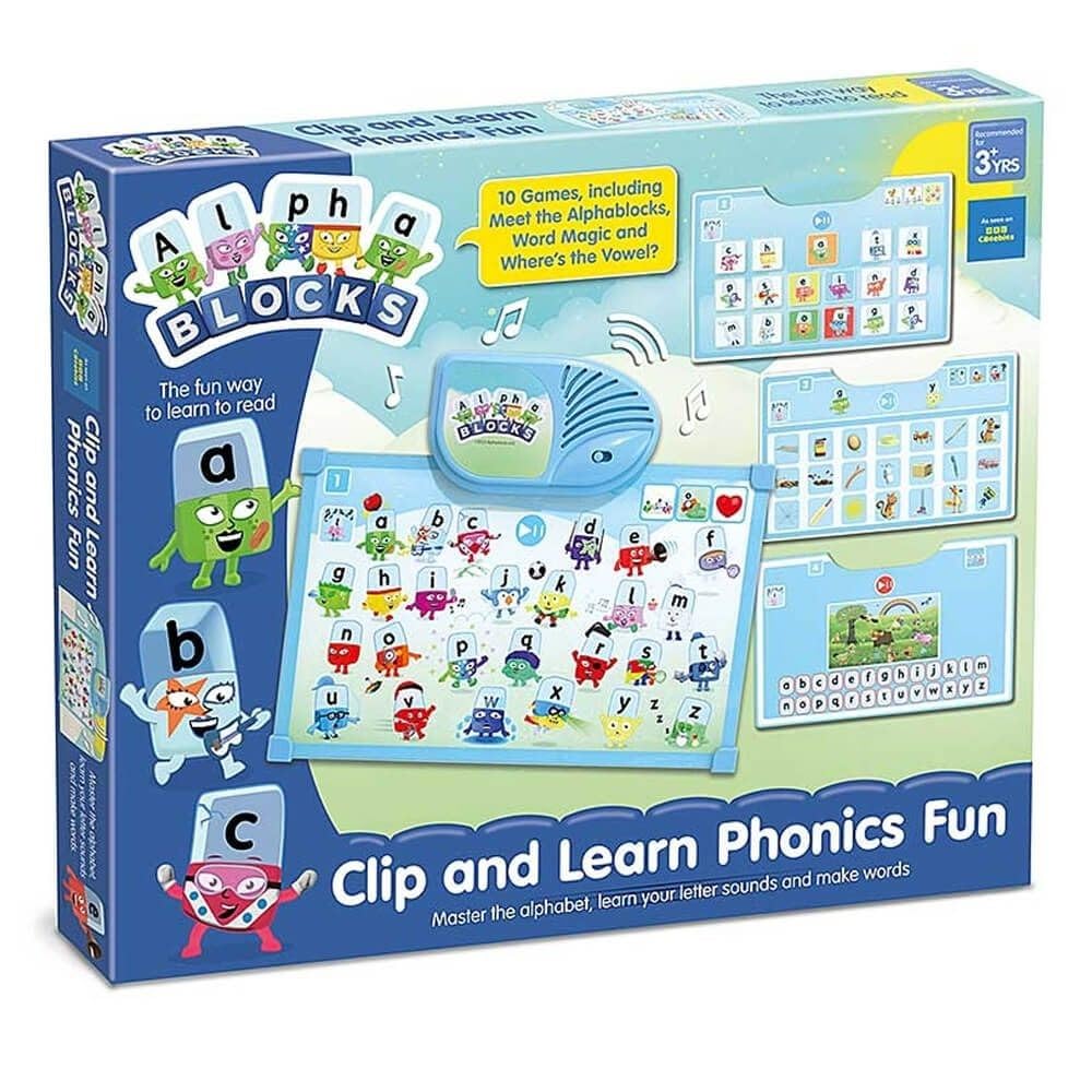 ALPHABLOCKS - Clip & Learn Phonics Fun Toy - Interactive Alphabet Learning Toys with 10 Phonics Games - Letter Sounds, Word Building & Reading Skills Development for Ages 3+