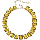 Firstmeet Rectangular Crystal Rhinestone Collar Necklace Wedding Sparkly Colorful Crystal Choker For Women