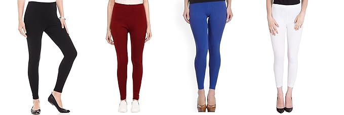 Women's Cotton Ankle Leggings (Multi-Colouerd) (Pack of 4)