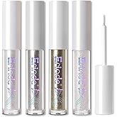 Erinde 4PCS Liquid Glitter Eyeshadow Eyeliner Makeup, Shimmer Metallic Eye Liner, Long Wearing Waterproof, Twinkle Under Eye Shadow, Loose Glue for Crystals Eye Makeup