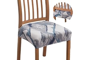 FUANGUI Chair Seat Covers for Dining Room Set of 6, Stretch Jacquard Removable and Washable Chair Covers, Protector Chair Cushion Kitchen Dining Home Slipcovers(6 Pack)