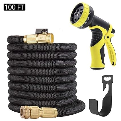 HOMMINI Flexibler Gartenschlauch| ausgedehnt 30m| Wasserschlauch flexibel mit Multifunktion Düse 9 Arten Brause + Aufhänger| 