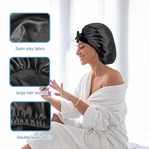 AMMON Satin Bonnet Silk Bonnet for Sleeping Jumbo Size Hair