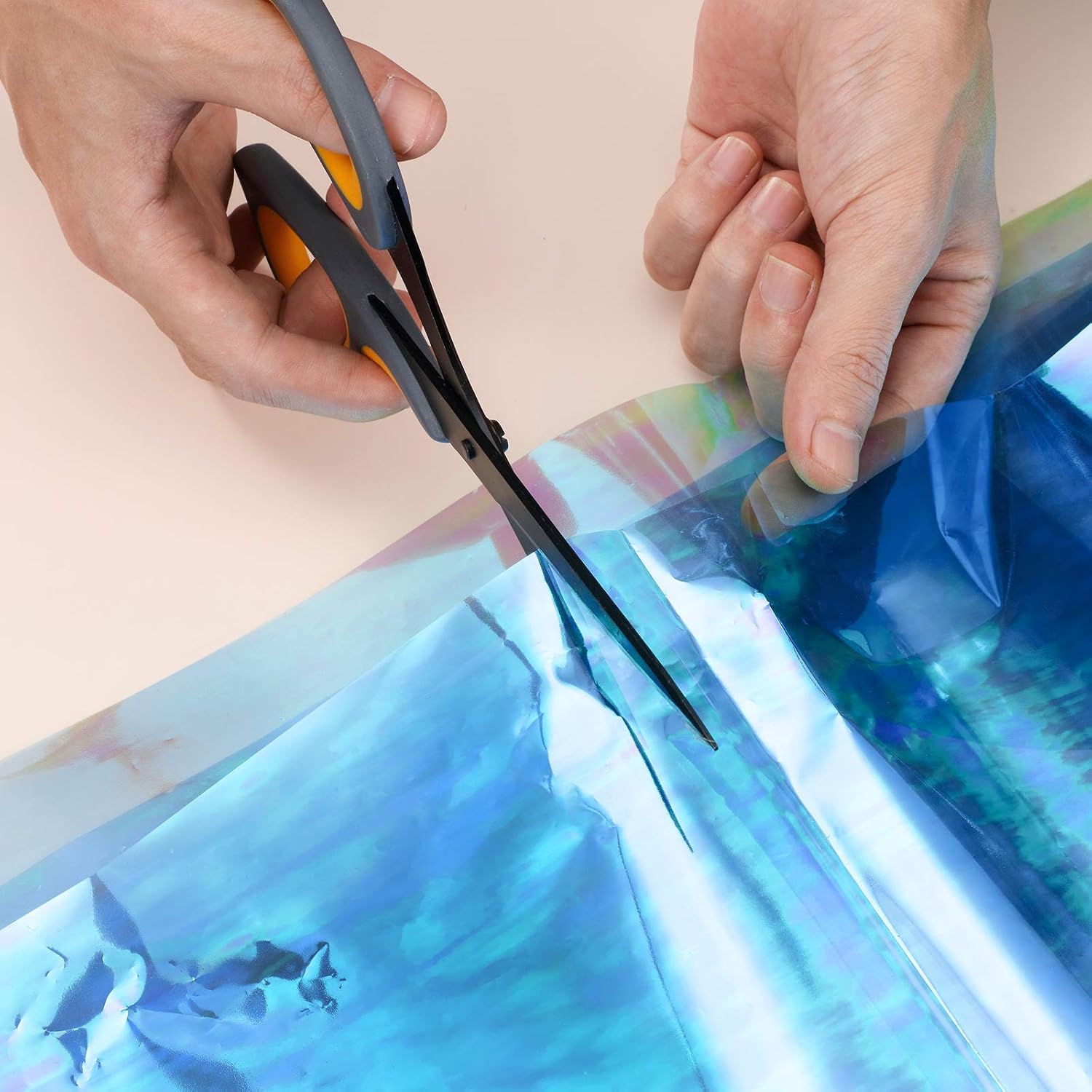 Iridescent Cellophane Roll Iridescent Wrapping Paper Cellophane Wrap for Gift Baskets Iridescent Film for DIY Wrapping Baby Shower Decoration Supplies (Blue,39 x 138 Inch) - Image 5