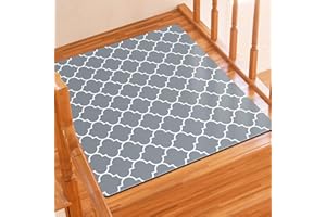 GOYLSER Rubber Stair Landing Mat Rug, Non Slip Stair Matching Mat for Wooden Steps Indoor, 31.5" x 31.5" Square Stair Matching Mat Carpet
