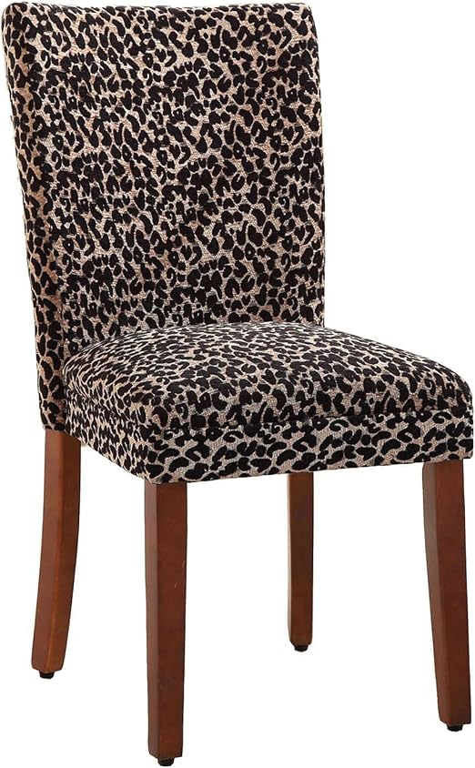 Amazon Com Homepop Parsons Upholstered Accent Dining Chair Set Of 2 Lepord Print Chairs