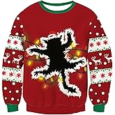 RAISEVERN Men's Light Up Ugly Christmas Sweater Knitted Pullover Tops