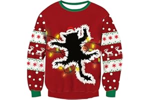 RAISEVERN Men's Light Up Ugly Christmas Sweater Knitted Pullover Tops