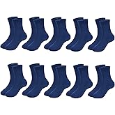 Girls Crew Socks Seamless Boys School Uniform Dress Socks Kids Breathable Cotton Quarter Sock 10 Pairs