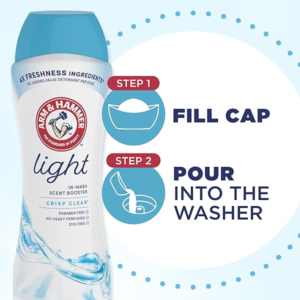 ARM & HAMMER LIGHT IN-WASH SCENT BOOSTER, LAUNDRY SCENT BOOSTER CRISP CLEAN SCENT, 24 OZ