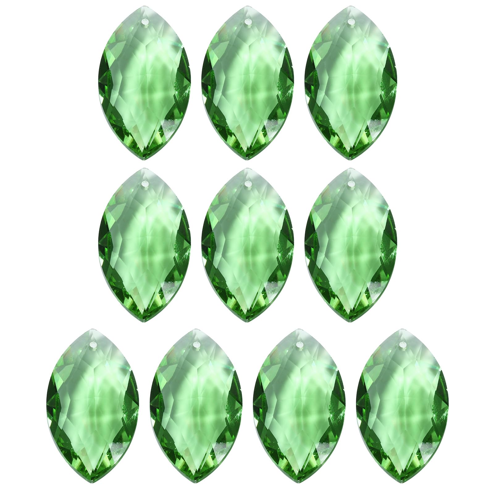 PATIKIL K9 Crystal Pendants Oval Beads, 10 Pack 38mm Chandelier Prisms Parts Hanging Beads DIY Lamp for Arts Crafts Decoration, Light Green