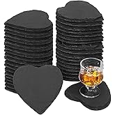 40 Pack 4 Inch Heart Slate Coasters, Black Stone Coasters with Anti-Scratch Bottom, Ideal for Home Decor, Bar, Housewarming Gifts, and Laser Engraving KUKLIPJIM