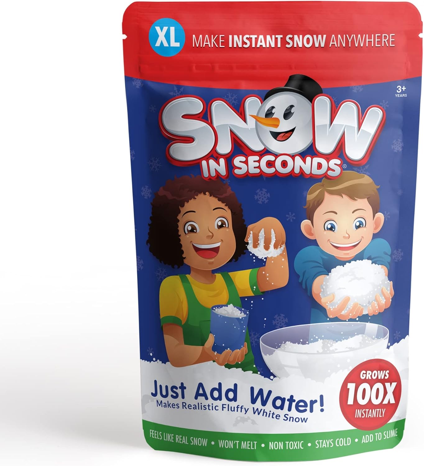 Artificial Snow - Snow in Seconds Instant Snow Artificial Snow XL Bag - (Makes 10 gallons of Fake Snow) Great for Cloud Slime