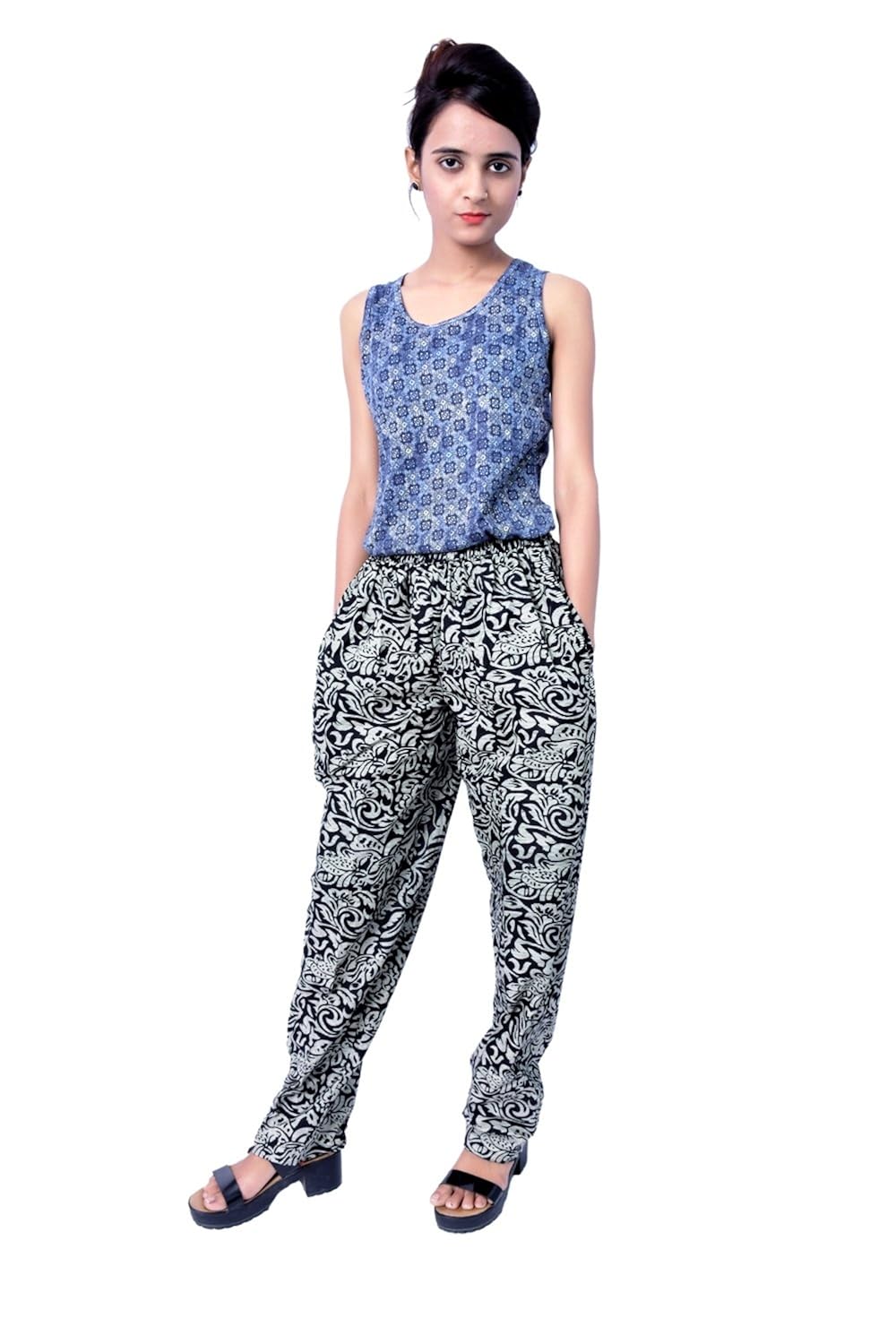 rajpari women's cotton black printed payjama