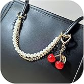 Cherry Bag Charm Pearl Keychain for Purse Cute Cherry Accessories Red Fruit Bag Charms for Handbag
