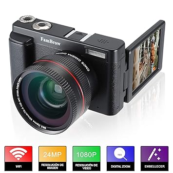 Camara Fotos Full HD 1080P,FamBrow Camara de Video WiFi 24MP ...