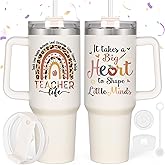 LiqCool 40 Oz Teacher Tumbler Cup for Christmas, Cute Daycare Gift Ideas for Preschool Appreciation Week, End of Year (Cream2)