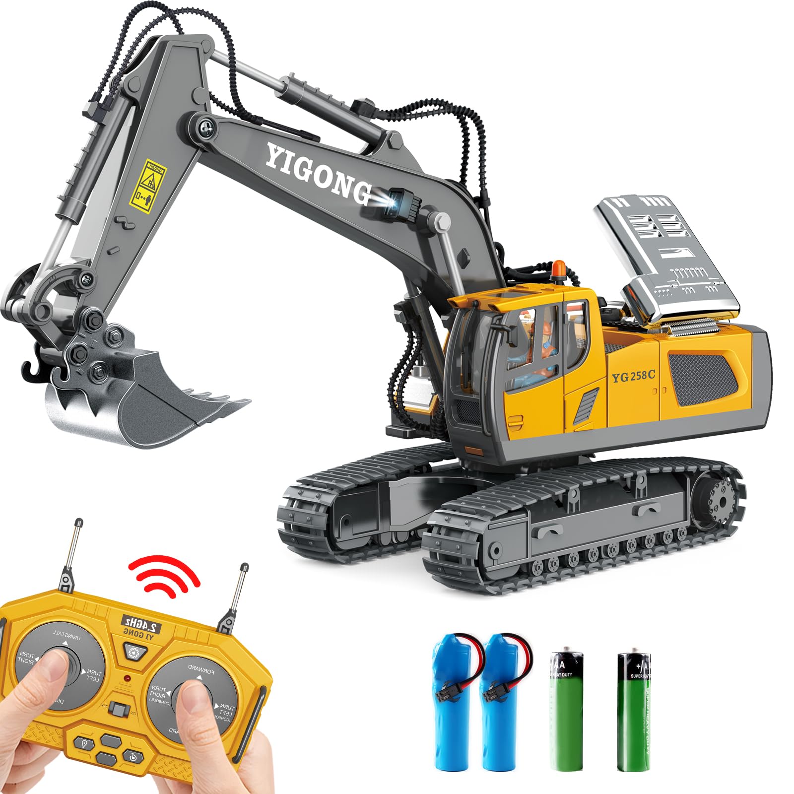 Photo 1 of **NO CHARGER** Dwi Dowellin Remote Control Excavator Toys for Boys,Construction Rc Excavators for Kids Age 4-7 8 9 10 Year Old,Ideal Toys,Batteries Included