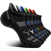 BULLIANT Men Running Socks 6Pairs-Ankle Athletic Socks Wicking Cushioned for Men Walking-Arch Compression Support
